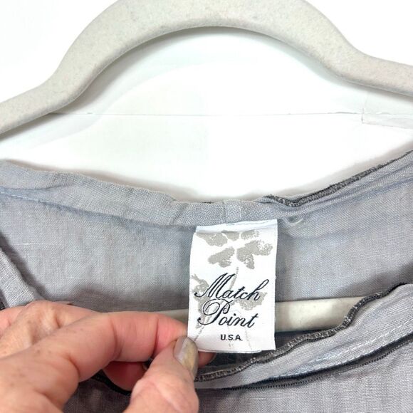 Match Point Blouse Womens Small Gray Oversized Boho Linen Pullover Tunic Top - Picture 2 of 11